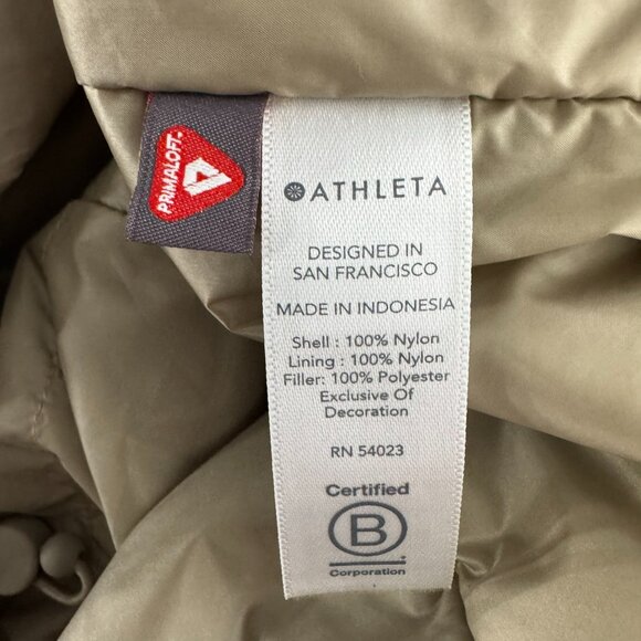 Athleta Summit Insulated Parka Jacket XL Beige Gold Primaloft Nylon CJ-2053 - Picture 8 of 10